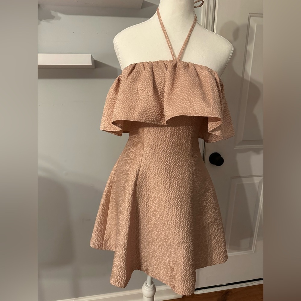 Nwot Keepsake The Label Peach Pebble Tie Neck Dress - Size Xs Sku:308 View 4